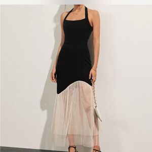Black halter tulle dress-NWT